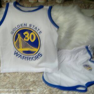 🤍Golden state Warriors Kids 2pc Basketball outfit # 30 Jersey/Pant 18- 24 m